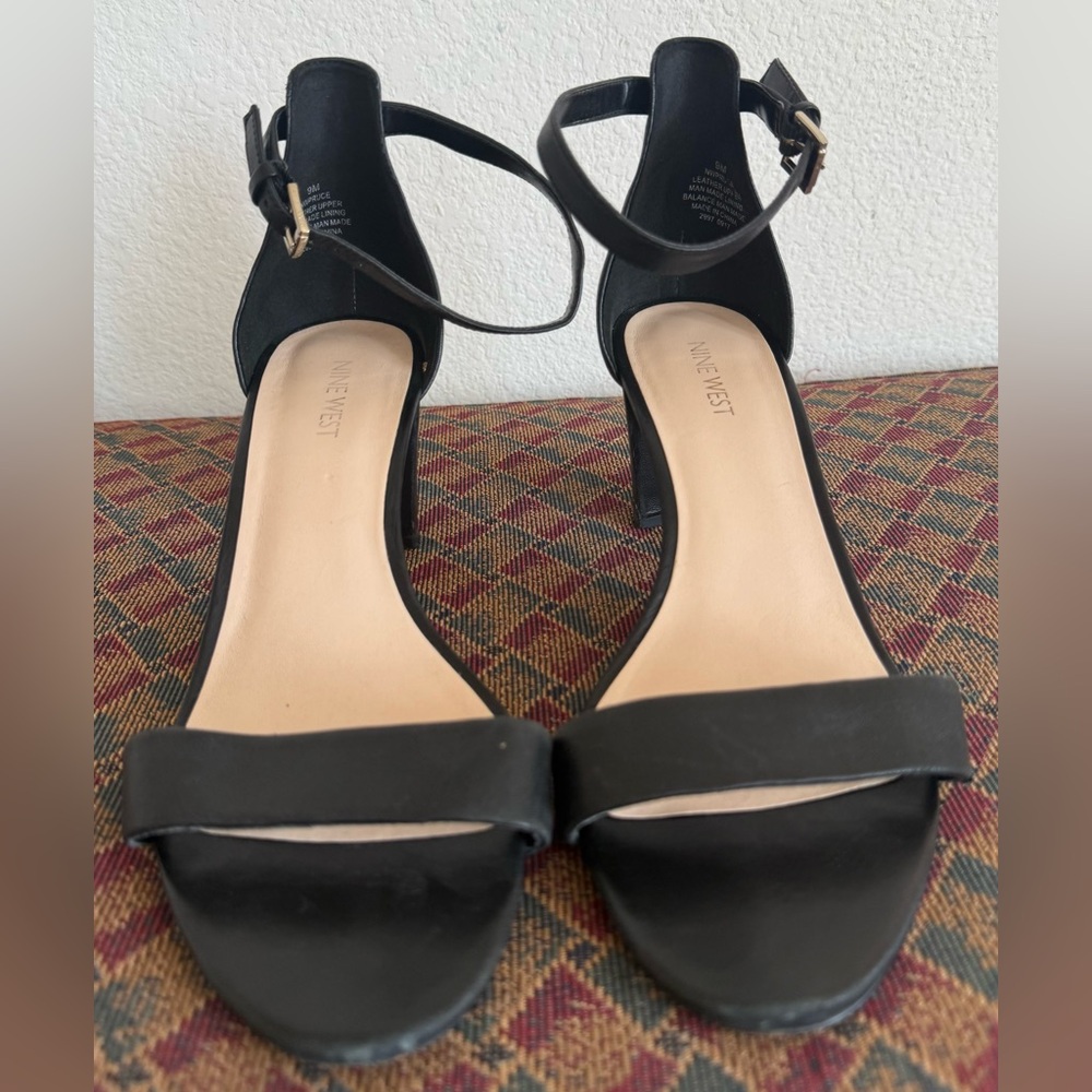 Nine West Black Heeled Sandals 9 M
